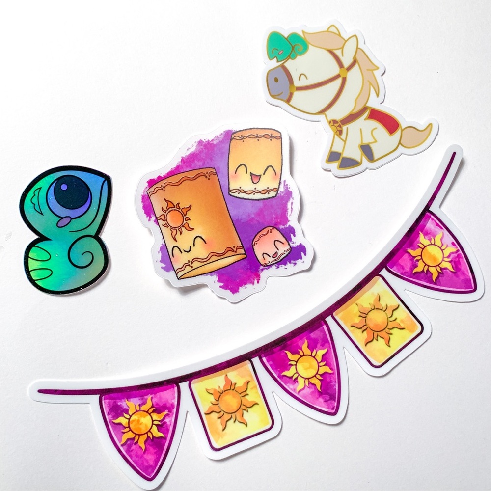 Set of 4 Tangled Disney Inspired Vinyl Stickers